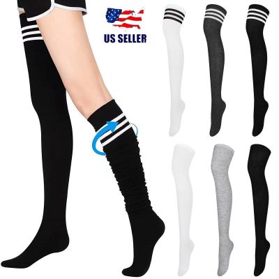 Girls Ladies Women Thigh High Over the Knee Socks Extra Long Cotton Stockings US